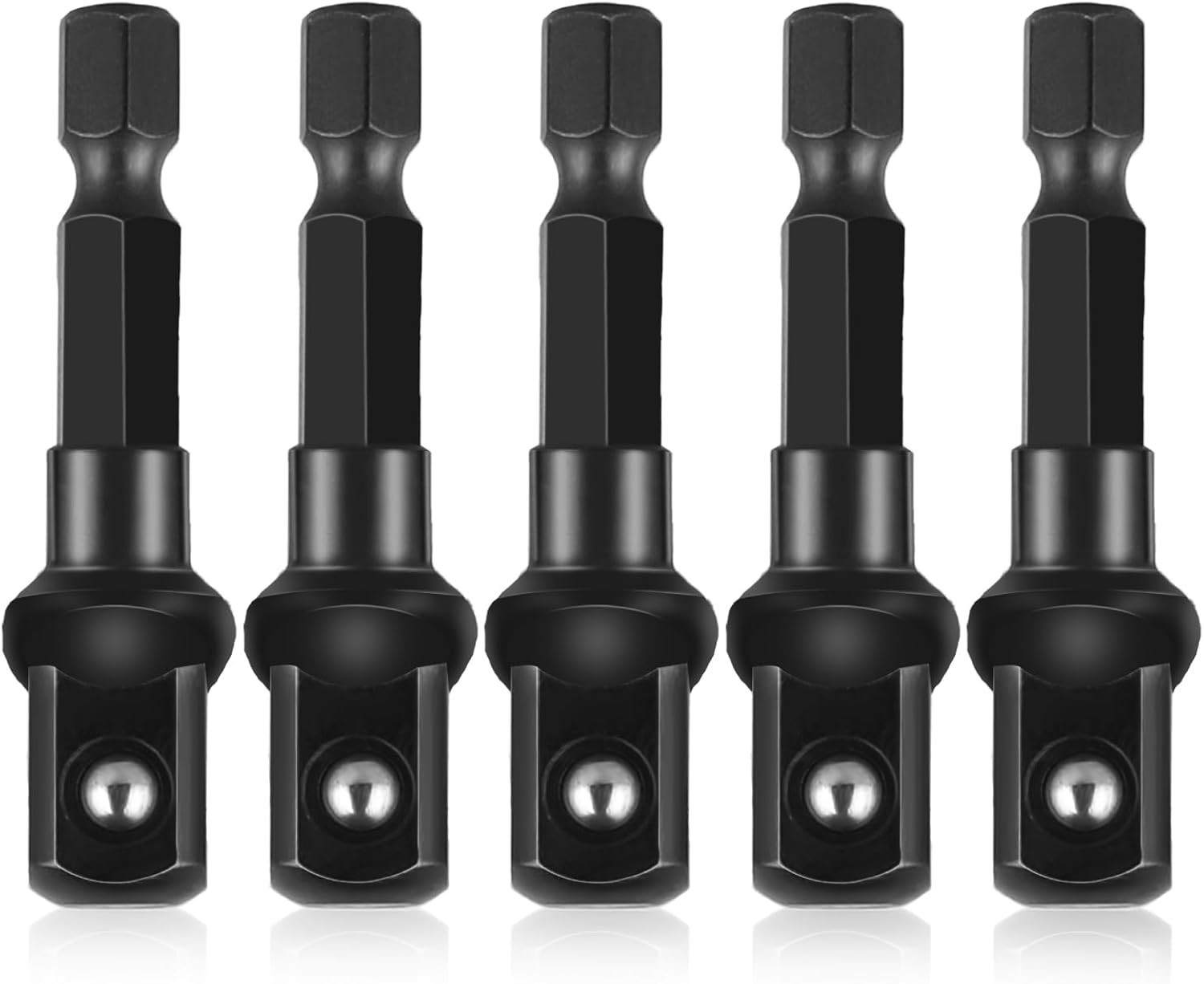 3/8 Adapter For Impact Driver 5pcs Black Drill Socket Adapter 1/4 Inch To 3/8…