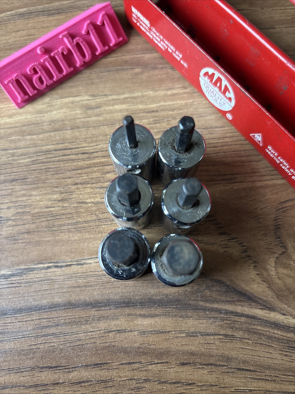 MAC Hex Sockets SAE x6 w/ Carrier 3/8, 5/16, 1/4, 7/32, 3/16, 1/8 USA 3/8” Drive