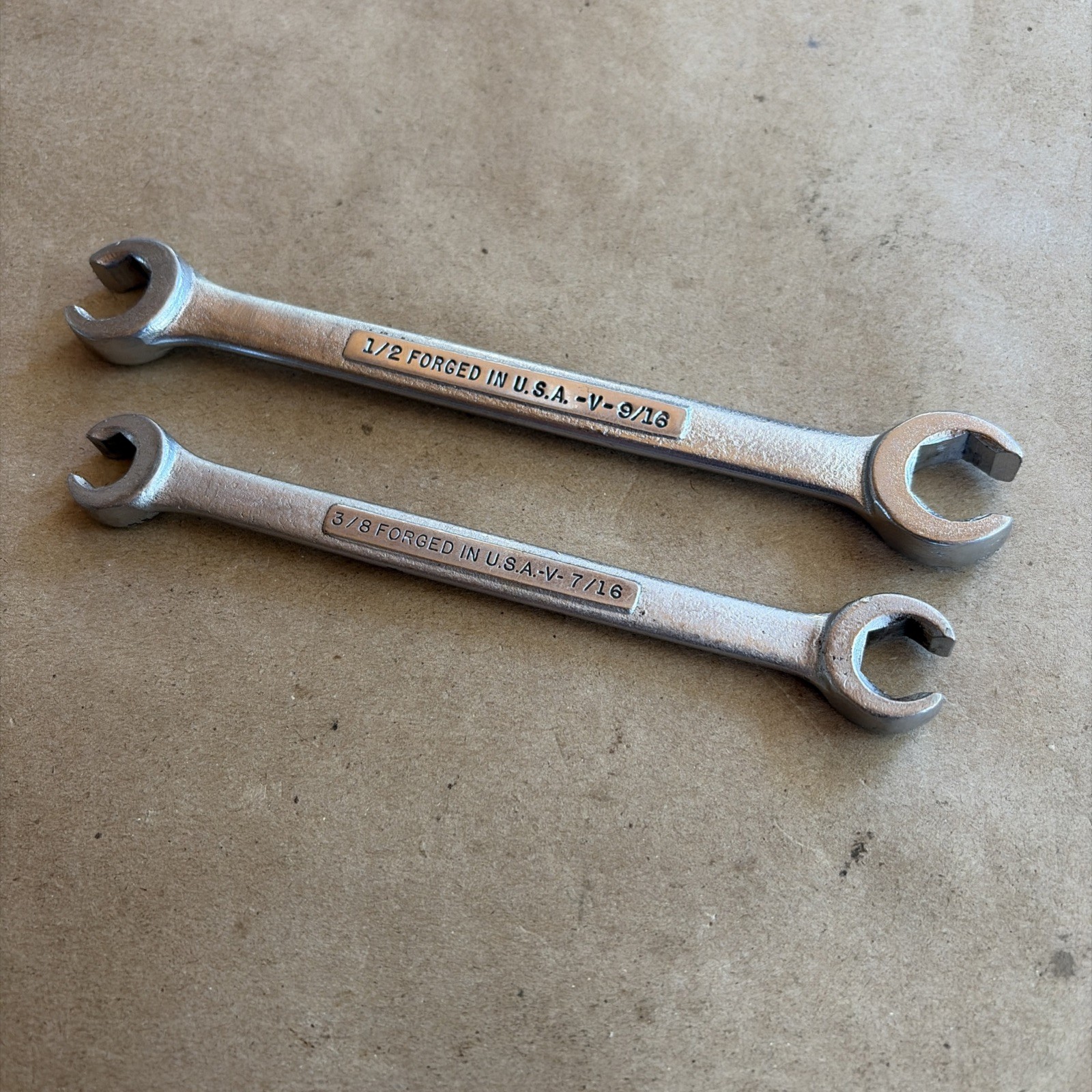 2 Vtg. Craftsman -V- Double End Flare Nut Line Wrench 3/8″ x 7/16″ 1/2″ x 9/16″