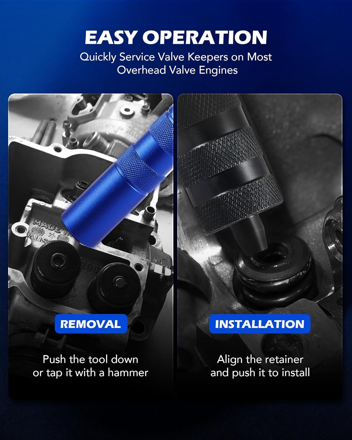 Tool Kit, Valve Keeper Remover Installer Set with Valve Lapping Tools, Overhe…