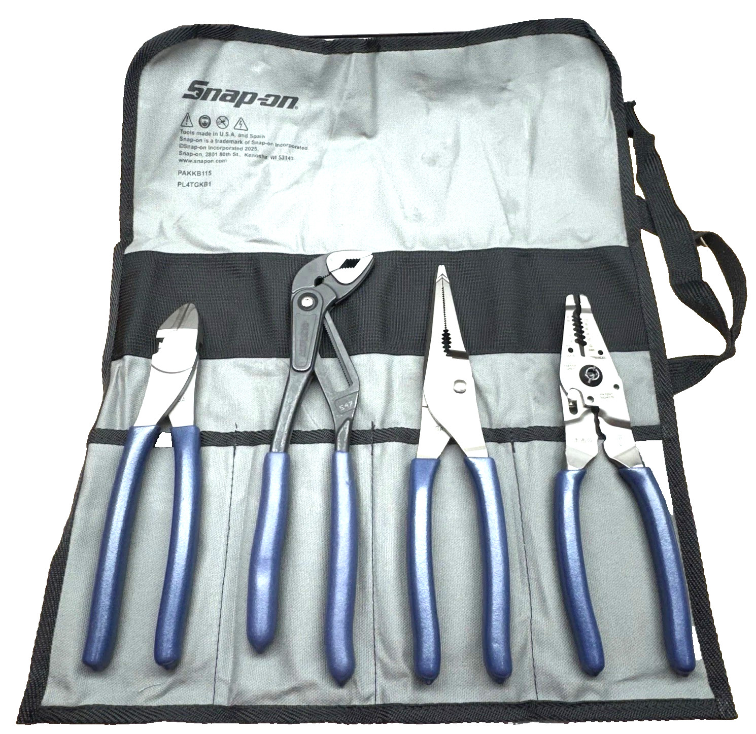 NEW Snap-on™ PL4TGKB1MB 4-pc Plier Set Includes 388ACF PWCS9AF LN47ACF AWPBX10