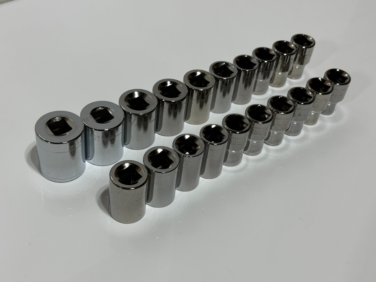 Craftsman USA G (NOS) 20pc SAE & Metric Shallow Socket Set – 1/2″ Drive, 6 Point