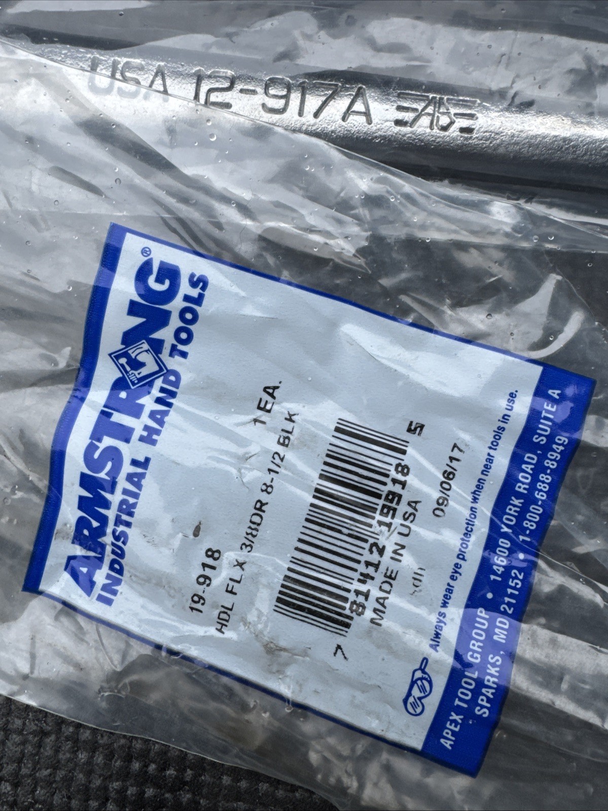 NOS Armstrong Tools USA 19-918 Black Industrial Finish Breaker Bar 3/8″ Drive