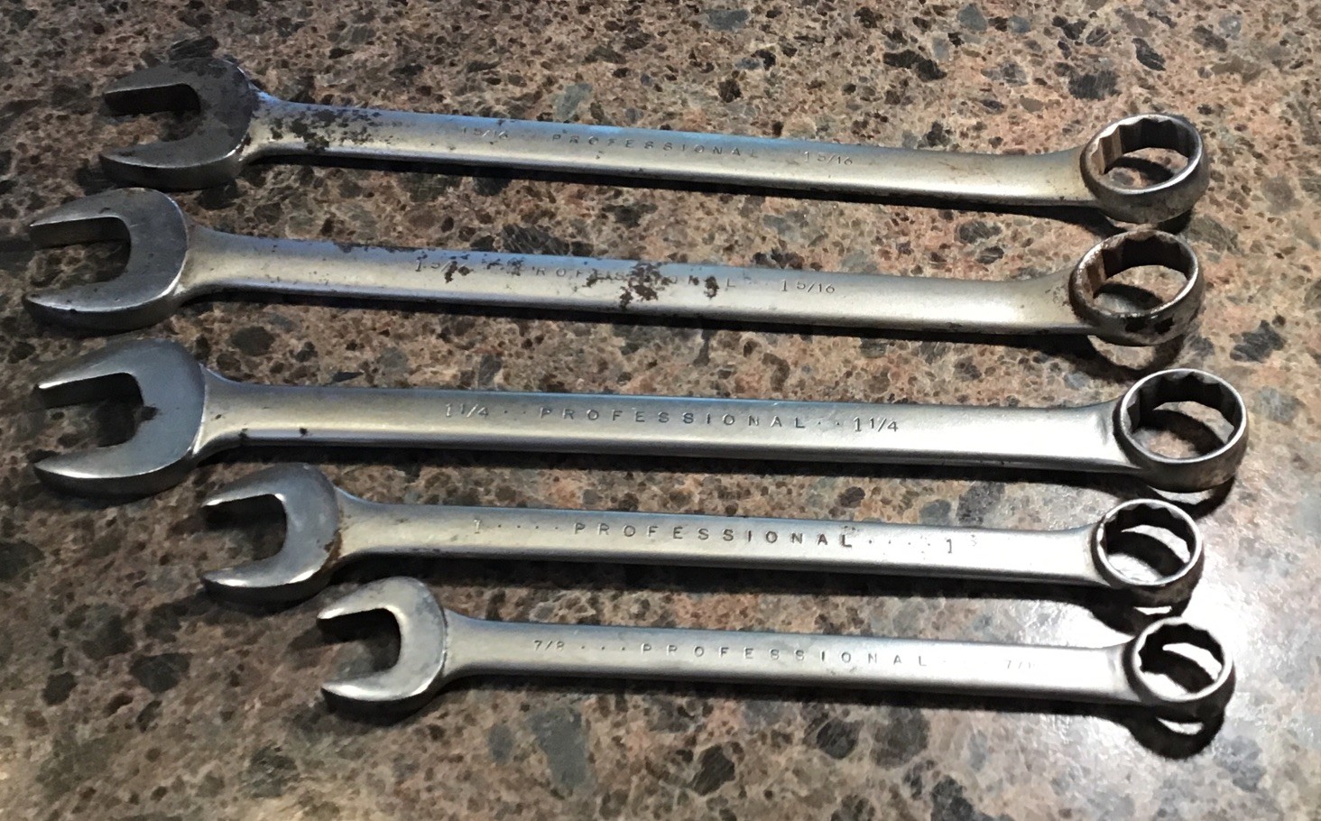 Proto Professional Combination Wrench Set 7/8, 1, 1 1/4, 1 5/16 (2) Total Of 5