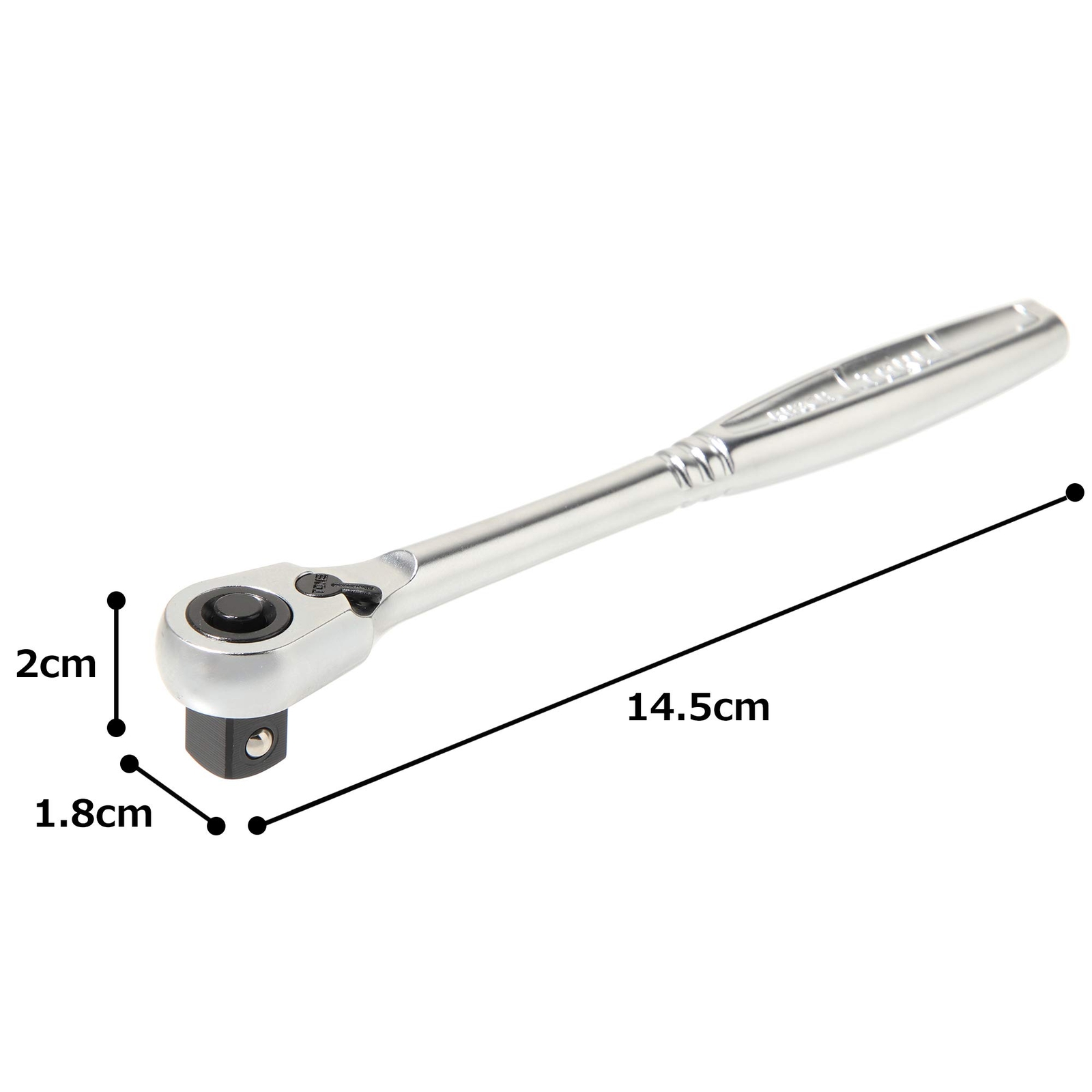 TONE RH3CH 3/8″ Drive 72 Teeth Short Ratchet Silver Black Metal Lightweight