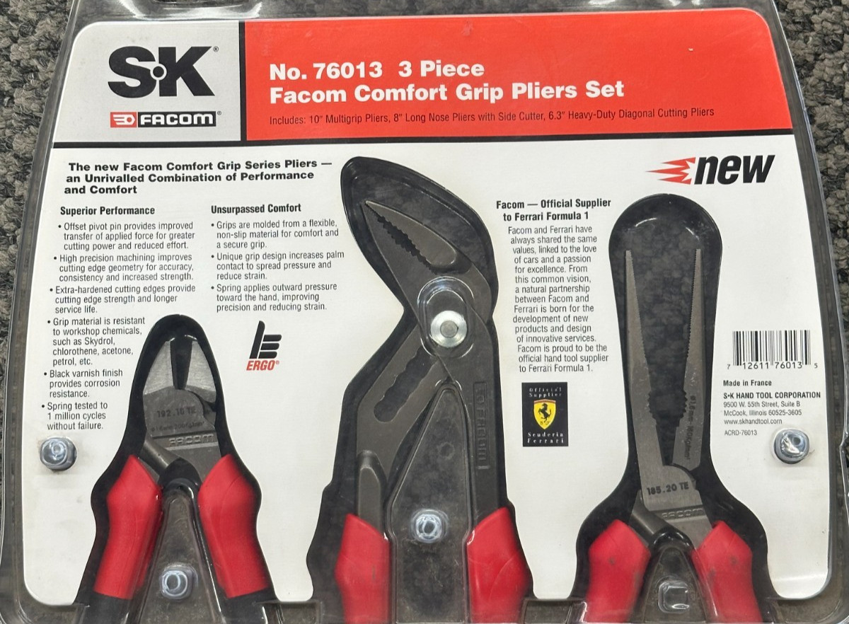 NOS SK Facom Pliers Set 3 Pc Vintage France Official Scuderia Ferrari F1 Tool