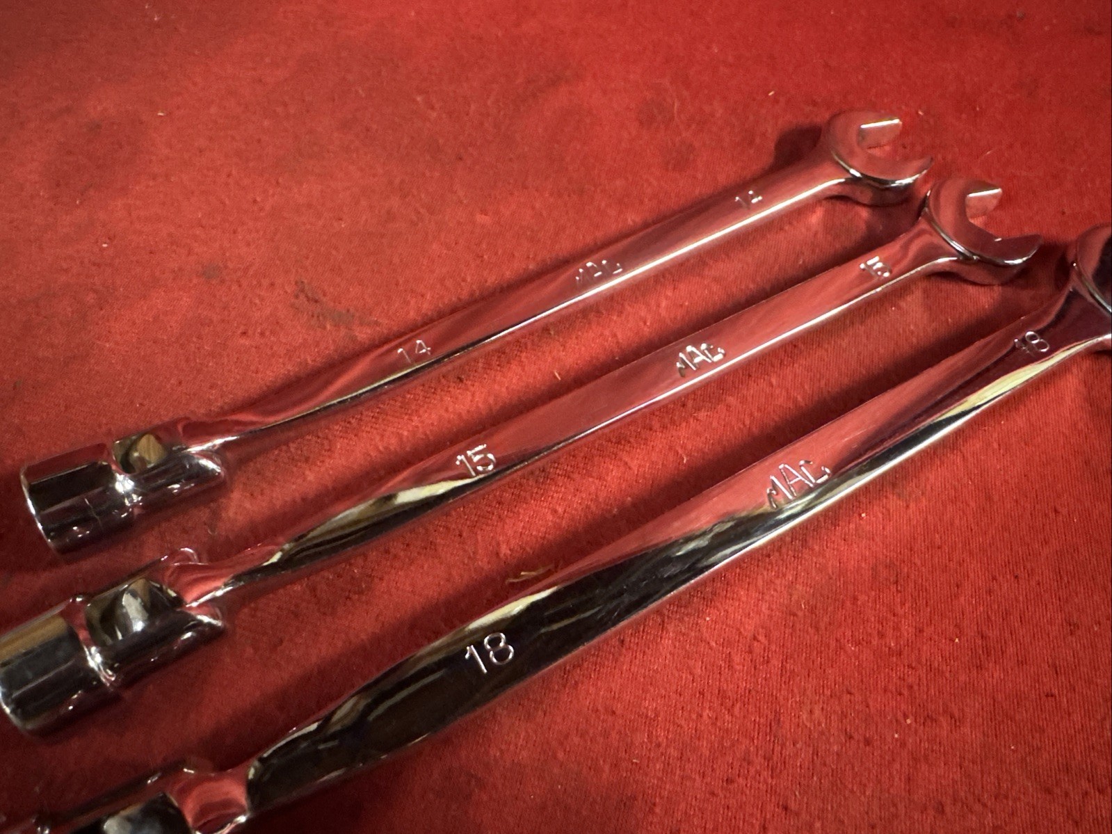MAC TOOLS 14mm 15mm 18mm Metric Combination Flex-Head Box Wrench Set 6 POINT 3pc
