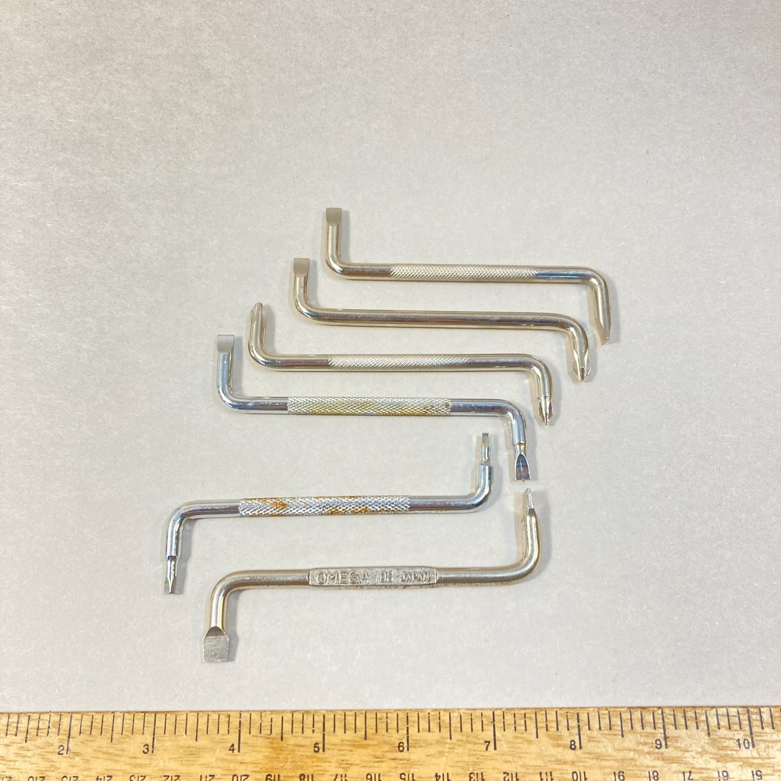 Offset Screwdriver Lot 6 Pc Phillips Flat Slotted Square Head w/ 1 Omega