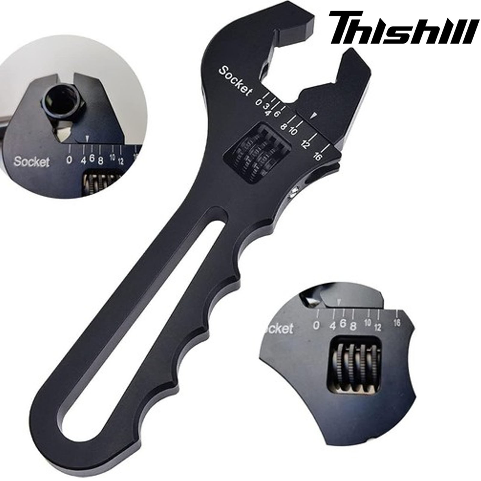 Thishill AN Hose Fitting Wrench Spanner Lightweight Adjustable Aluminum 3AN-16AN