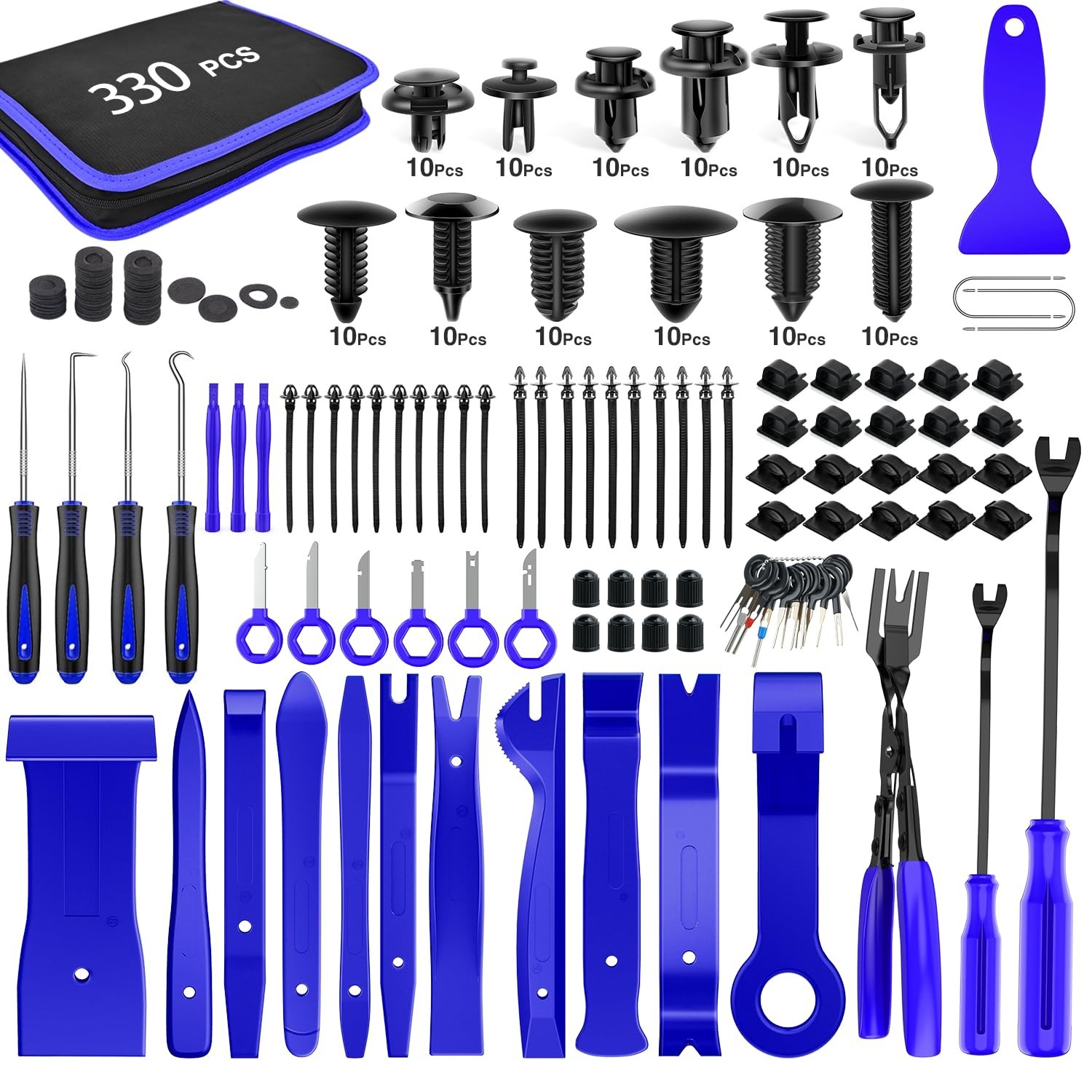 330Pcs Trim Removal Tool Set – Auto Push Pin Clips, Bumper Fasteners, Pry Kit