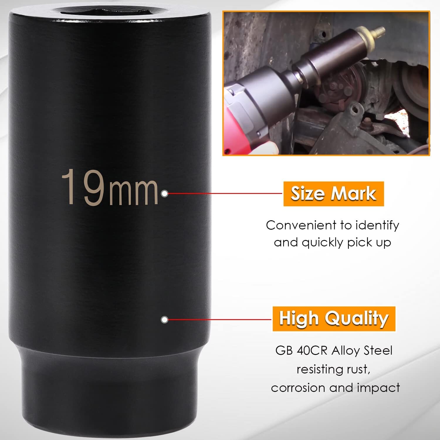 77080 Harmonic Balancer Socket Tool 19mm for Honda Engines – Use with 1/2″ Drive
