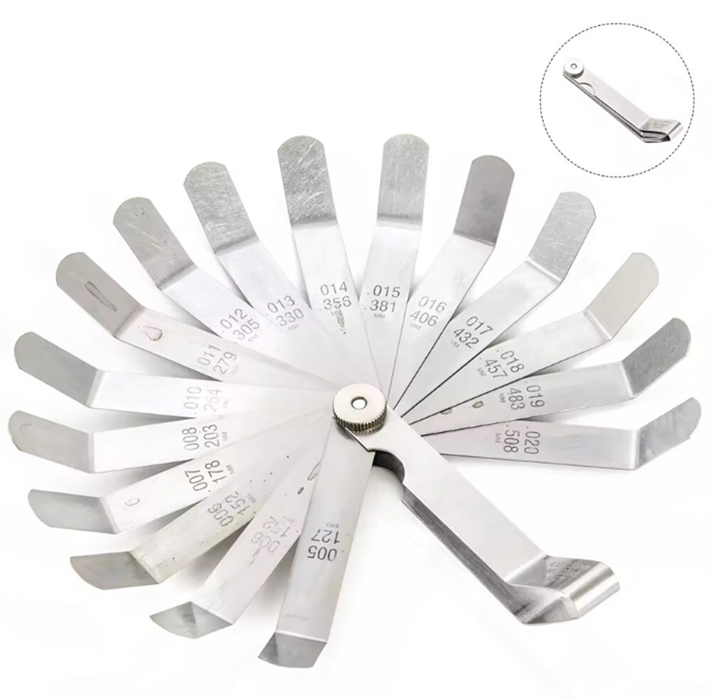 Universal SAE & Metric Offset Valve Feeler Gauge-16pc Blade Thickness Measuring
