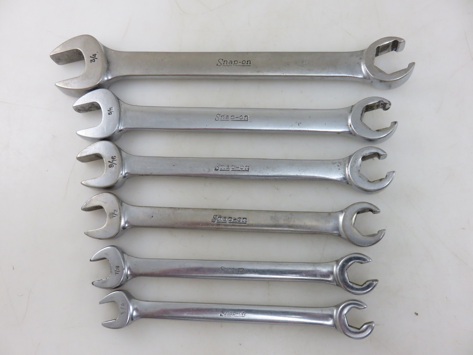 Snap-On RXS Series SAE Flare Nut Open End Wrench 6pc Set 3/8″-3/4″ **NO 11/16**