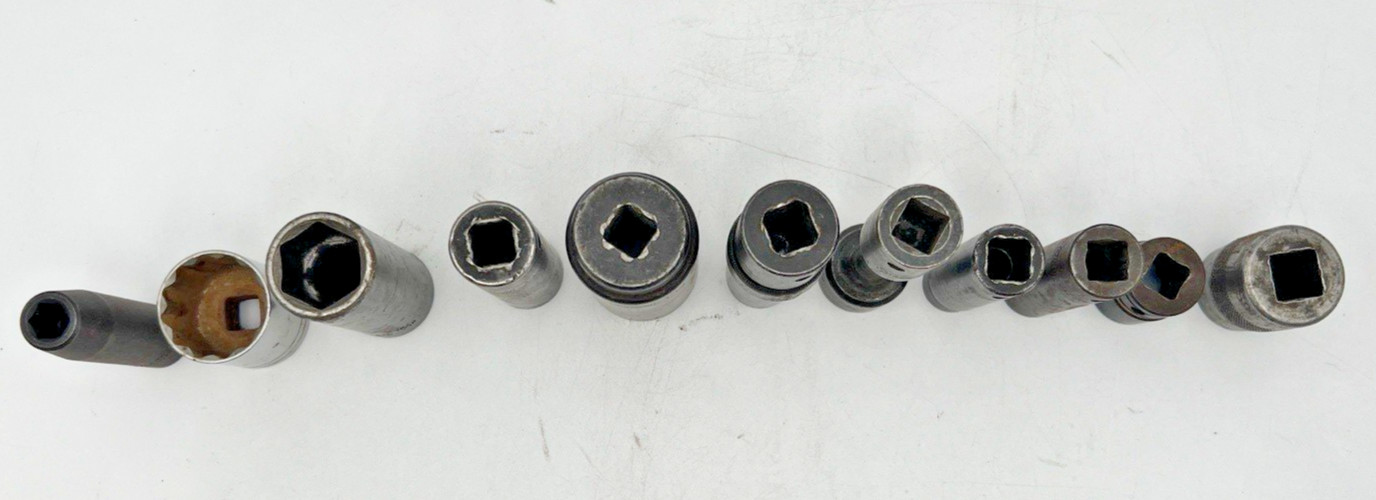 (8) SNAP ON SOCKETS 3/4″ SWIVEL, 1-1/4″, 5/8, 7/8″, 15/16″, 3/4″, 9/16″, N4046A