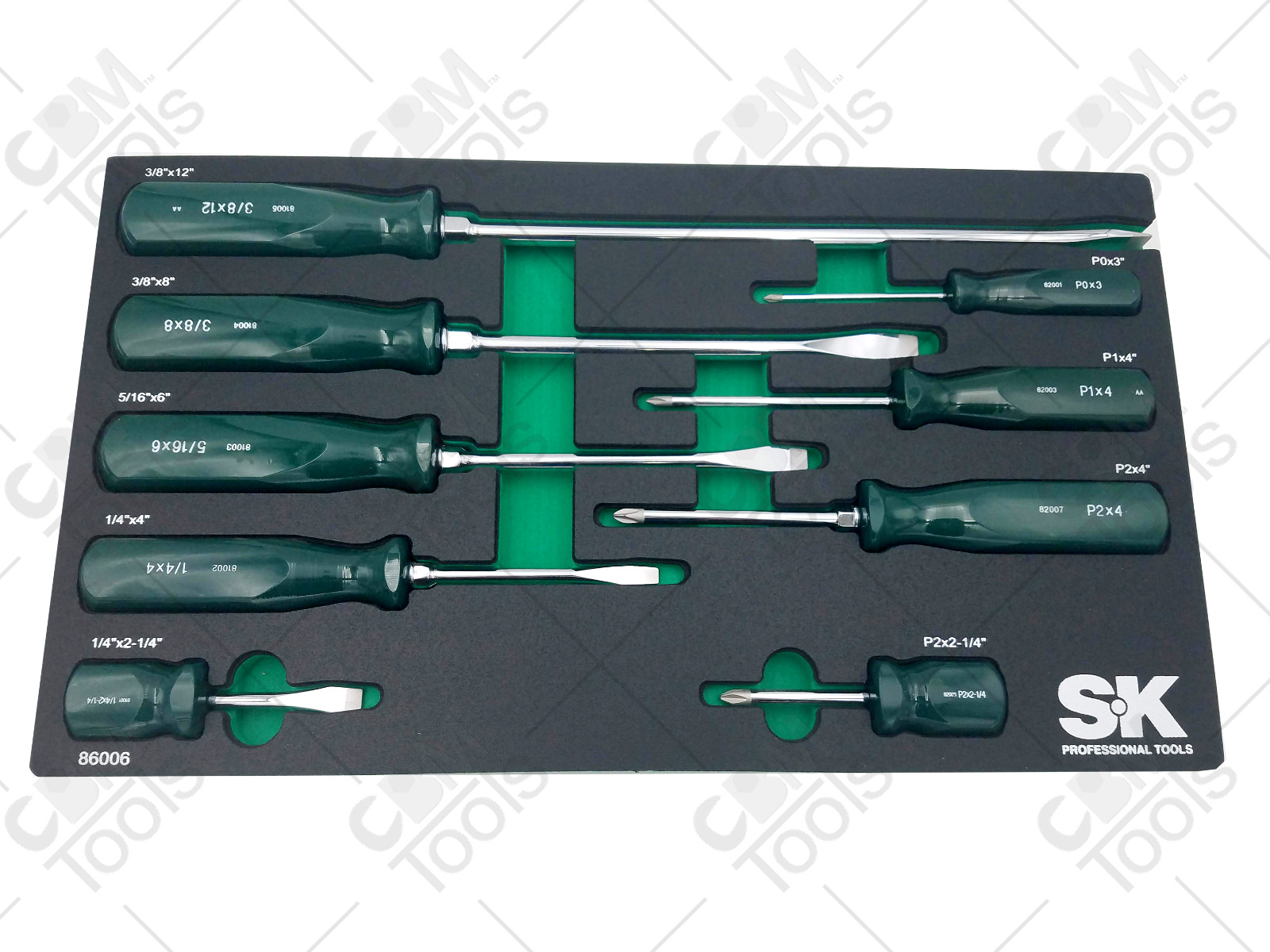 SK Hand Tools 86006 9pc Combination Screwdriver Phillips/Slotted Set