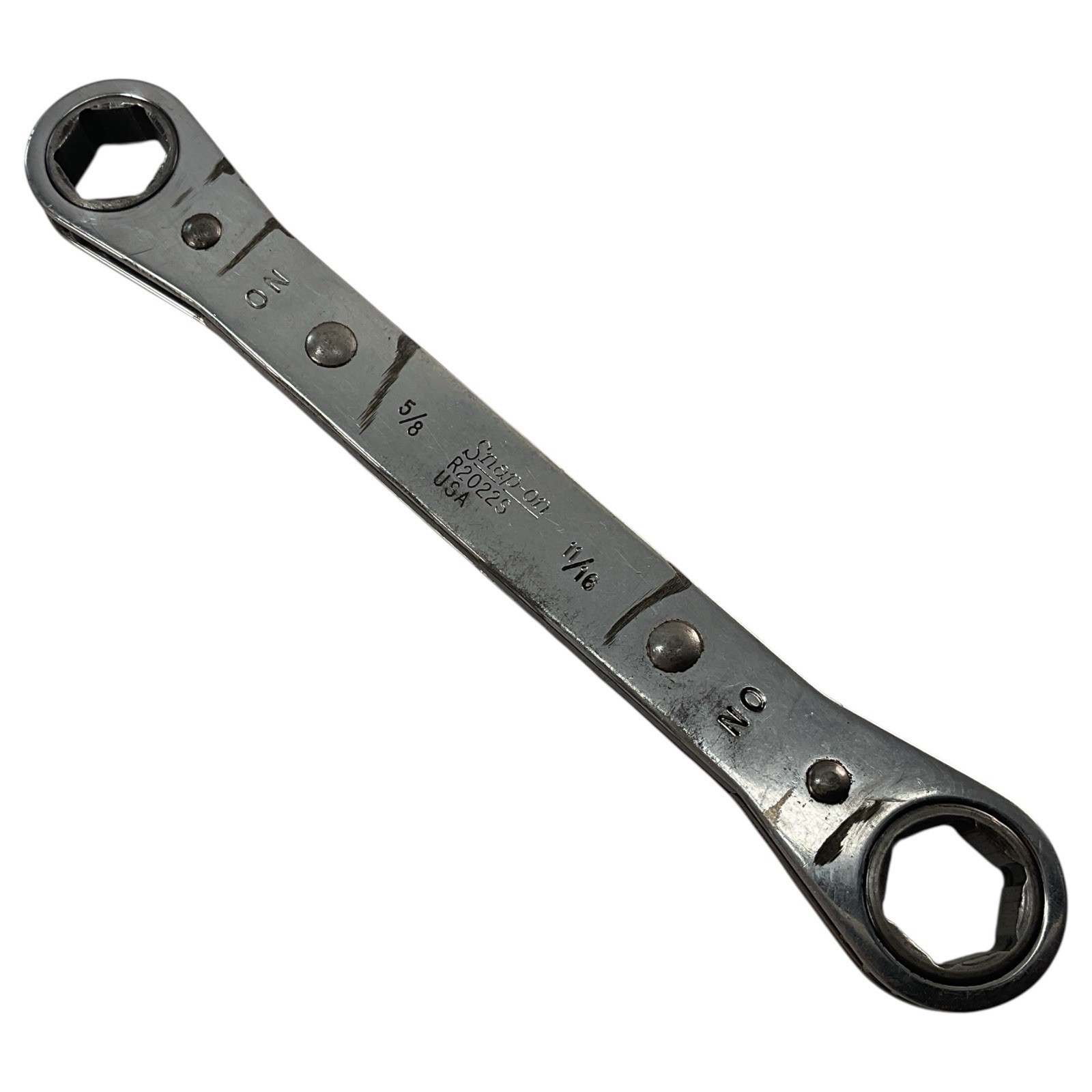 Snap-On Ratcheting Box Wrench R2022S 5/8″ X 11/16″ SAE 6pt USA Grind Marks