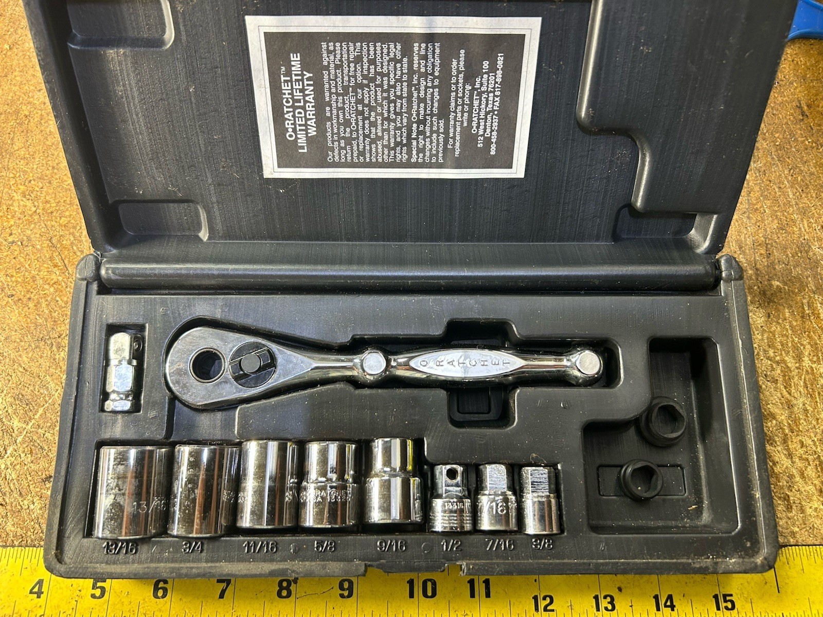 O-Ratchet 12 Pc SAE Pass Thru Socket Set Hexx Drive Ratchet