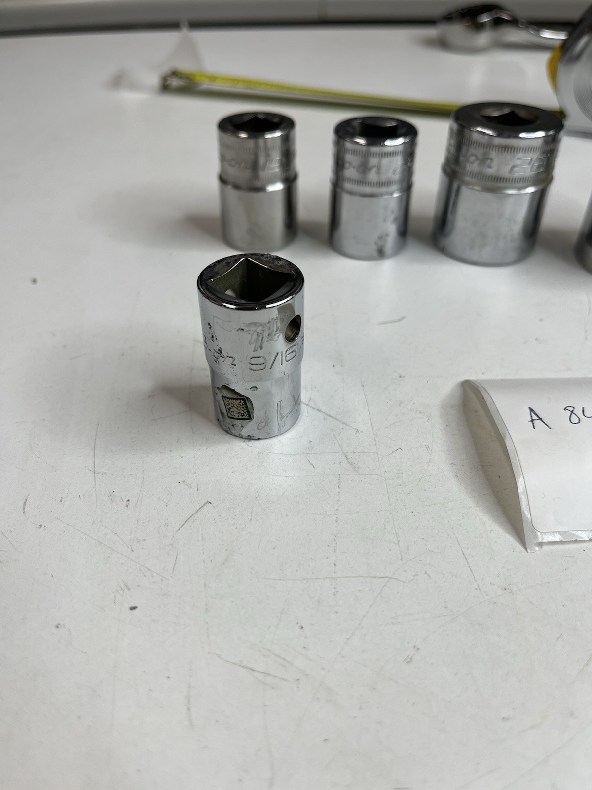 A-8494 Snap-on 1/2” Drive Chrome Socket Lot SAE Metric 9/16 3/4 19mm 20mm 1-3/16