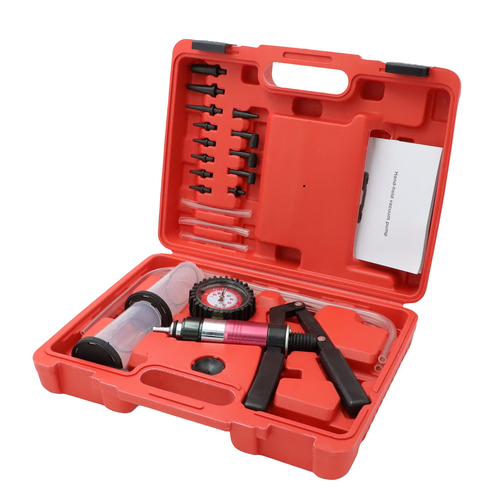 Hand Held Vacuum Pressure Pump Tester Set Brake Fluid Bleeder Bleeding Kit & Box