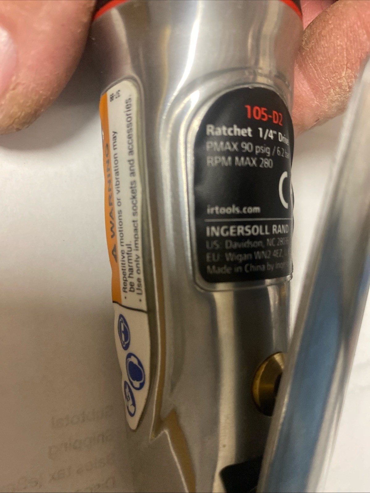 Ingersoll Rand, IR Part #105-D2, 1/4″ Drive Air Ratchet Wrench
