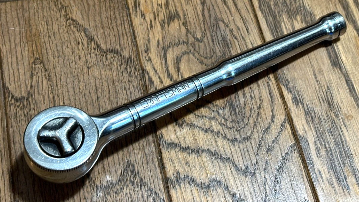 Craftsman Tools 3/8″ Ratchet Socket Wrench Tri Wing Thumb Wheel 8″ Long Round