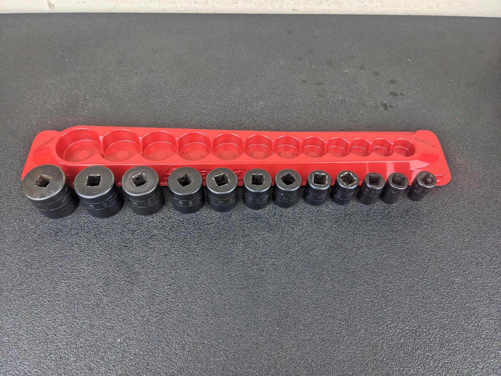 #bm391 Snap On Tools 12 Piece SAE Short 3/8 Impact Sockets Shallow Sockets
