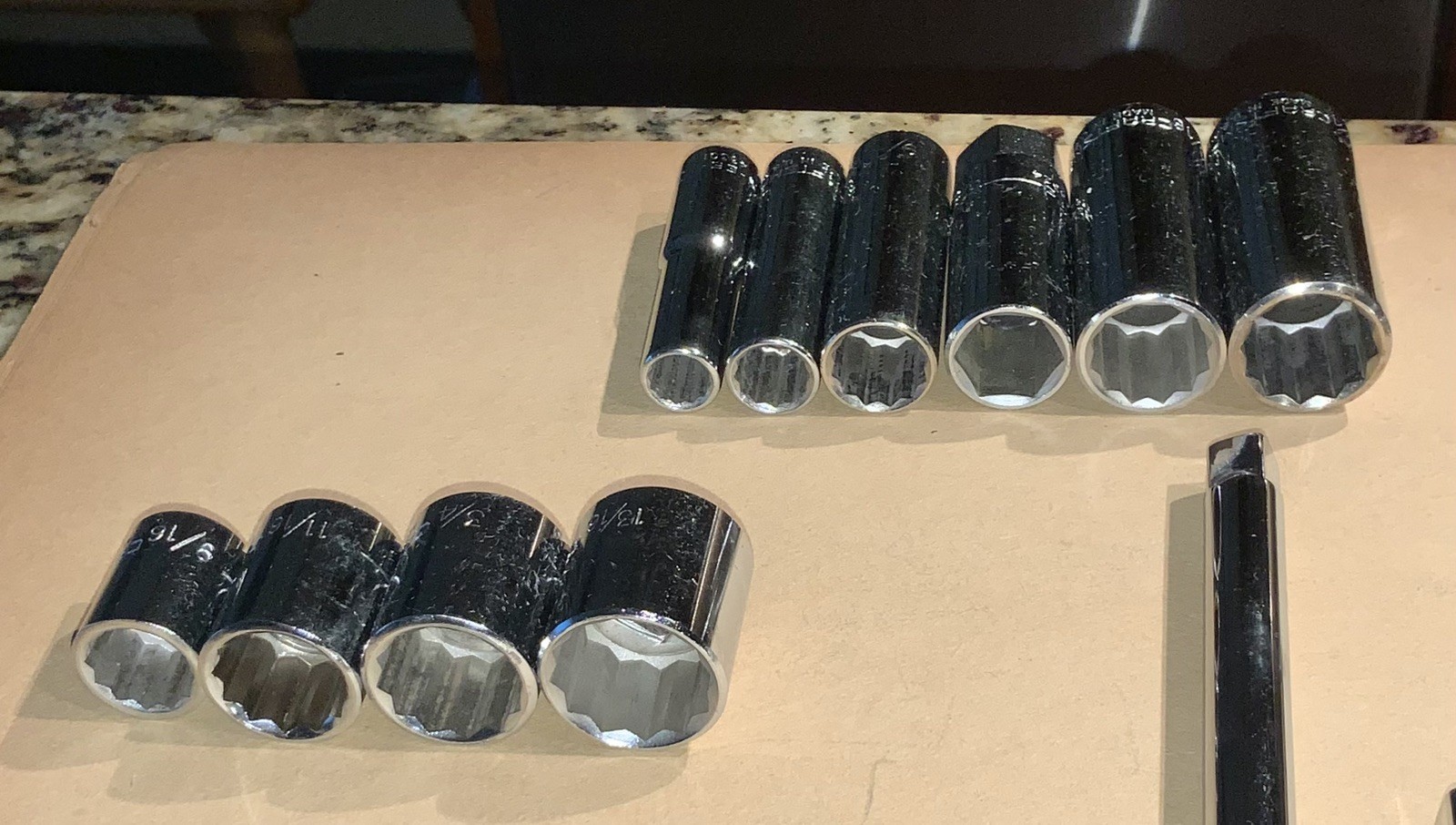 Craftsman USA and Stanley 3/8” Drive Sockets and Extensions Mixed Lot