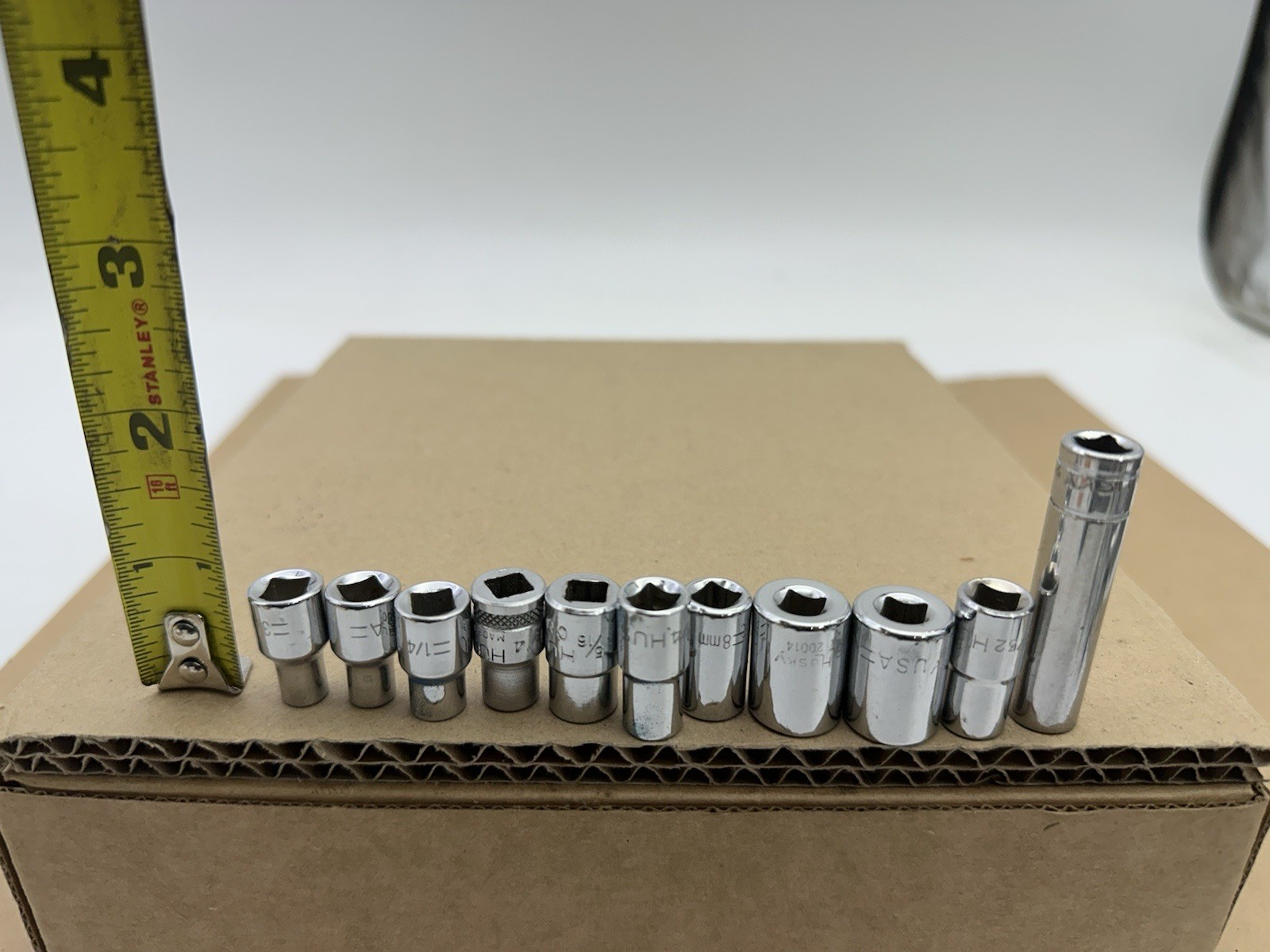 Set Lot of 11 Mixed Husky USA SAE Metric 1/4″ Drive Sockets Assorted Sizes