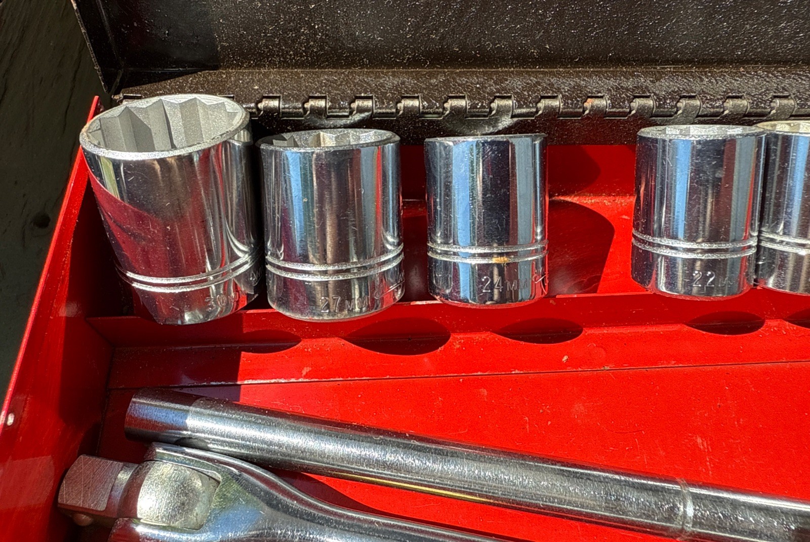 NOS JH Williams 1/2″ Drive Metric Sockets S-52 SUPERRATCHET 22 pcs Set Made USA!