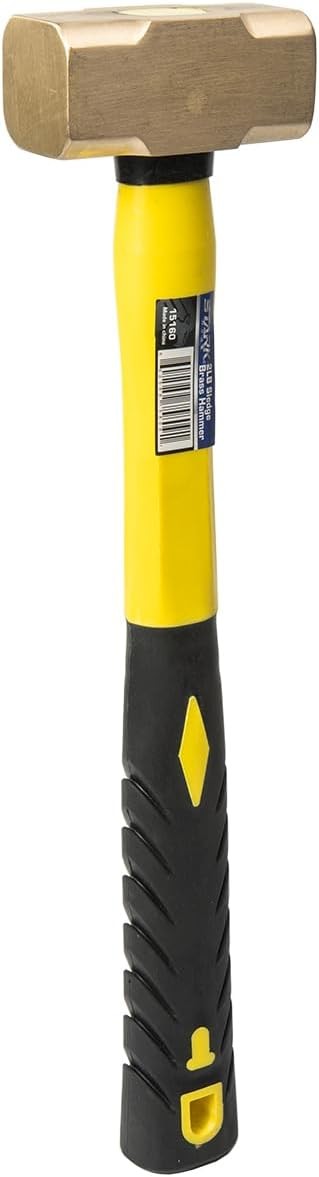 Stark USA 2-Pounds Sledge Hammer 2lbs Brass Head Fiber 1 Pack, Yellow/Black