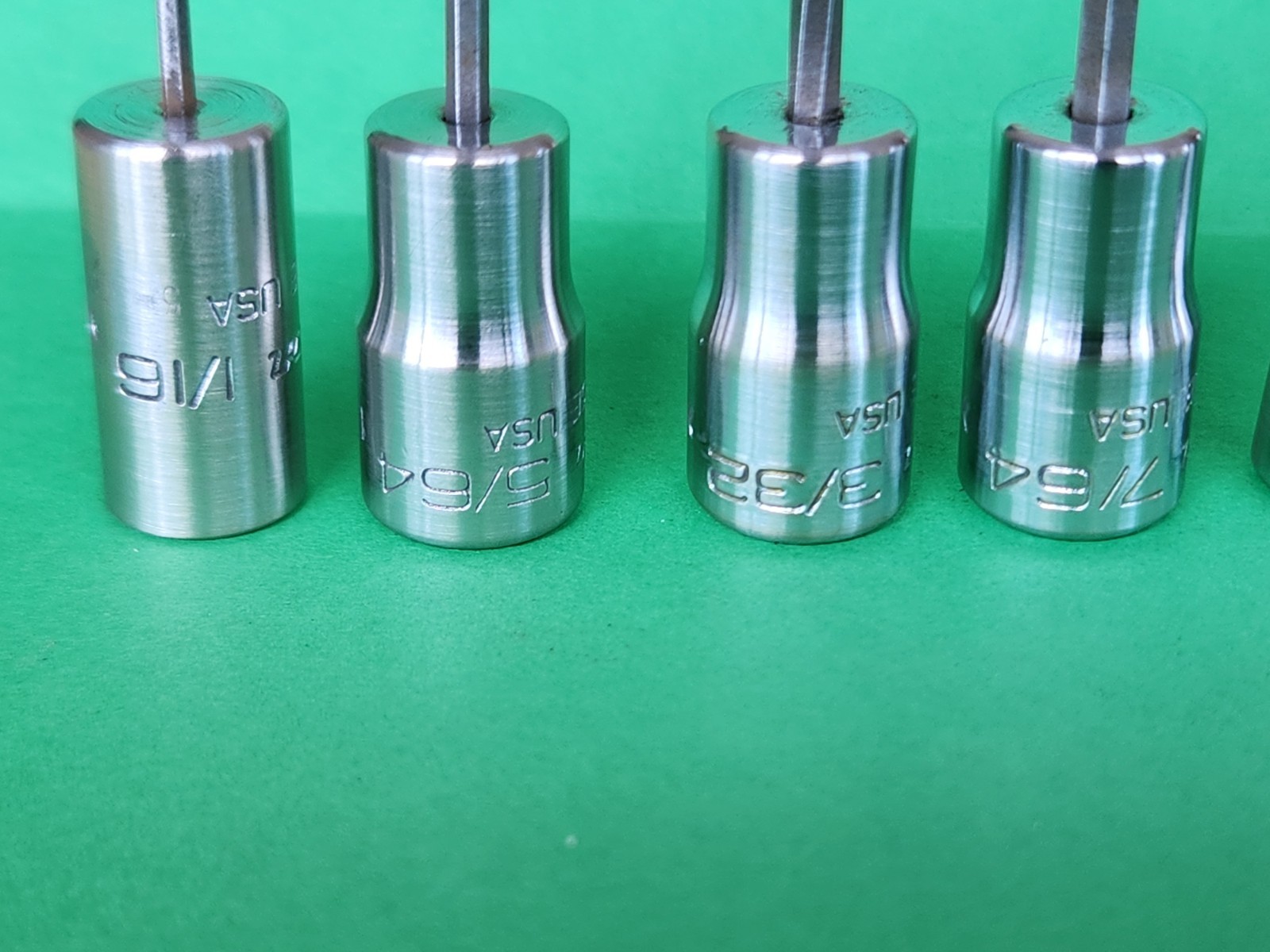 Snap On 9 pc 1/4″ Dr. SAE Hex Driver Bit Socket Set 1/16″-1/4″ V6