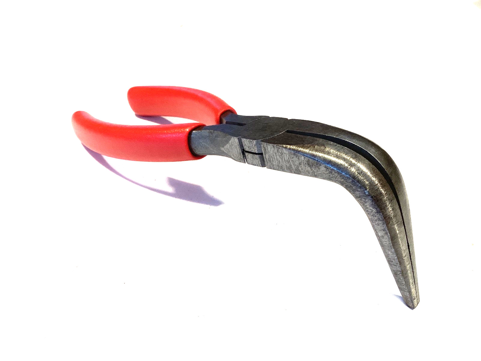 Snap on Tools 7” Long Nose 90° Bent Needle Nose Pliers RED Soft Grip 497CCP NICE