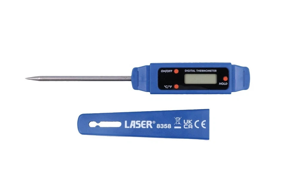 Laser 8358 Compact Digital Thermometer Stainless Steel Probe Air Con Pocket size