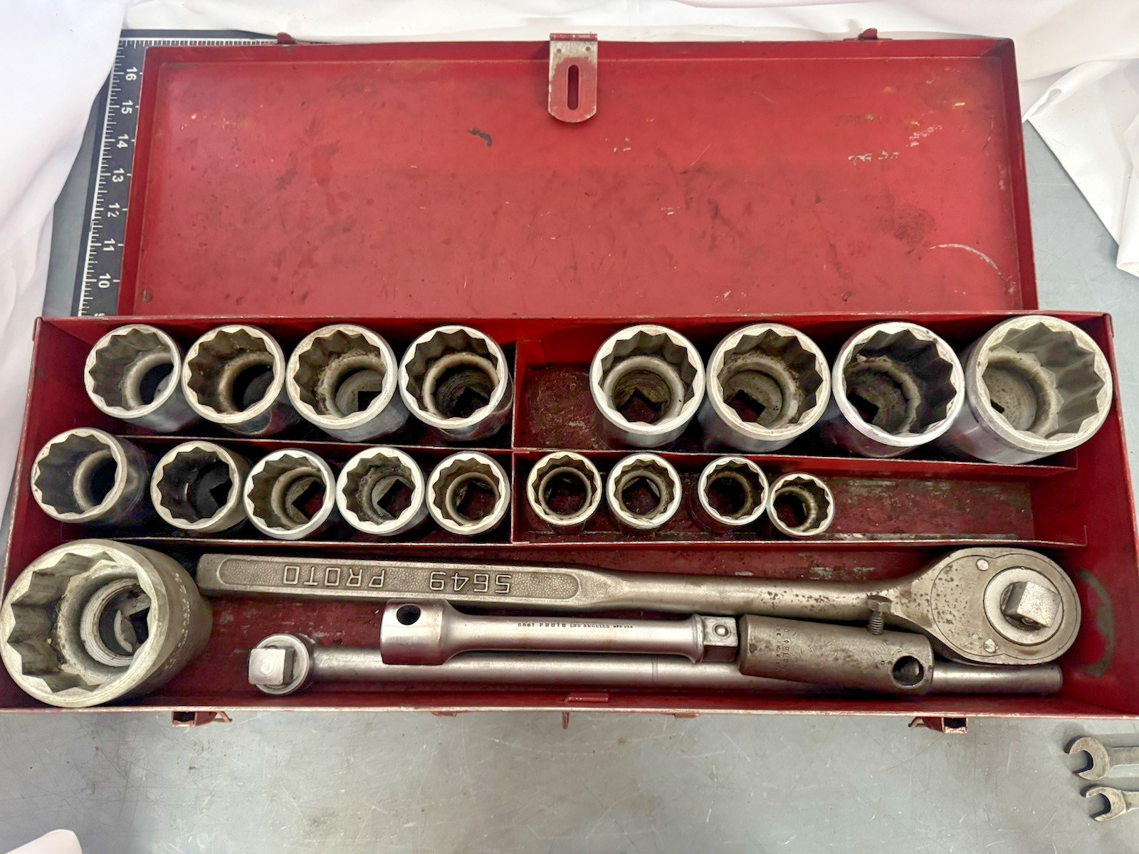 Vintage Proto / Plomb 23pc 3/4” Drive Socket Set w/ Case #5695 – 1940s-50s USA