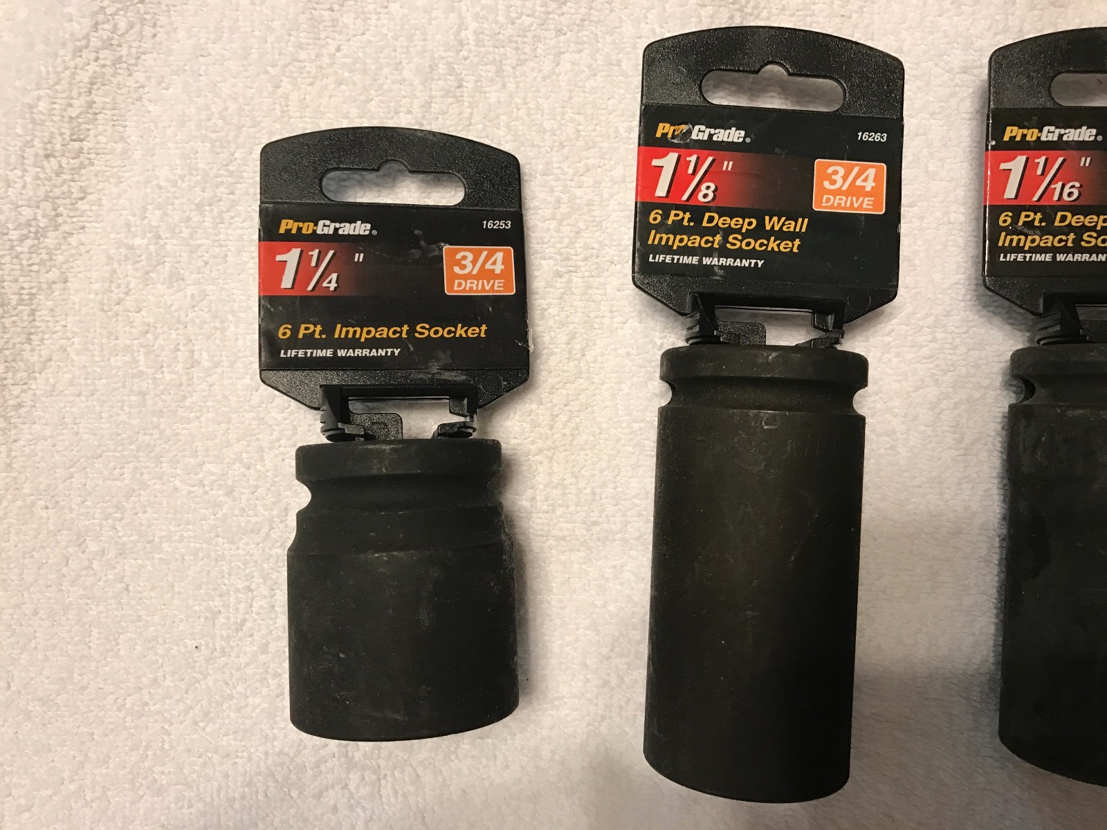 Pro-grade 3/4 drive impact sockets 1 1/2,1 1/4,1 1/8,1 1/16, 1 deep & short well