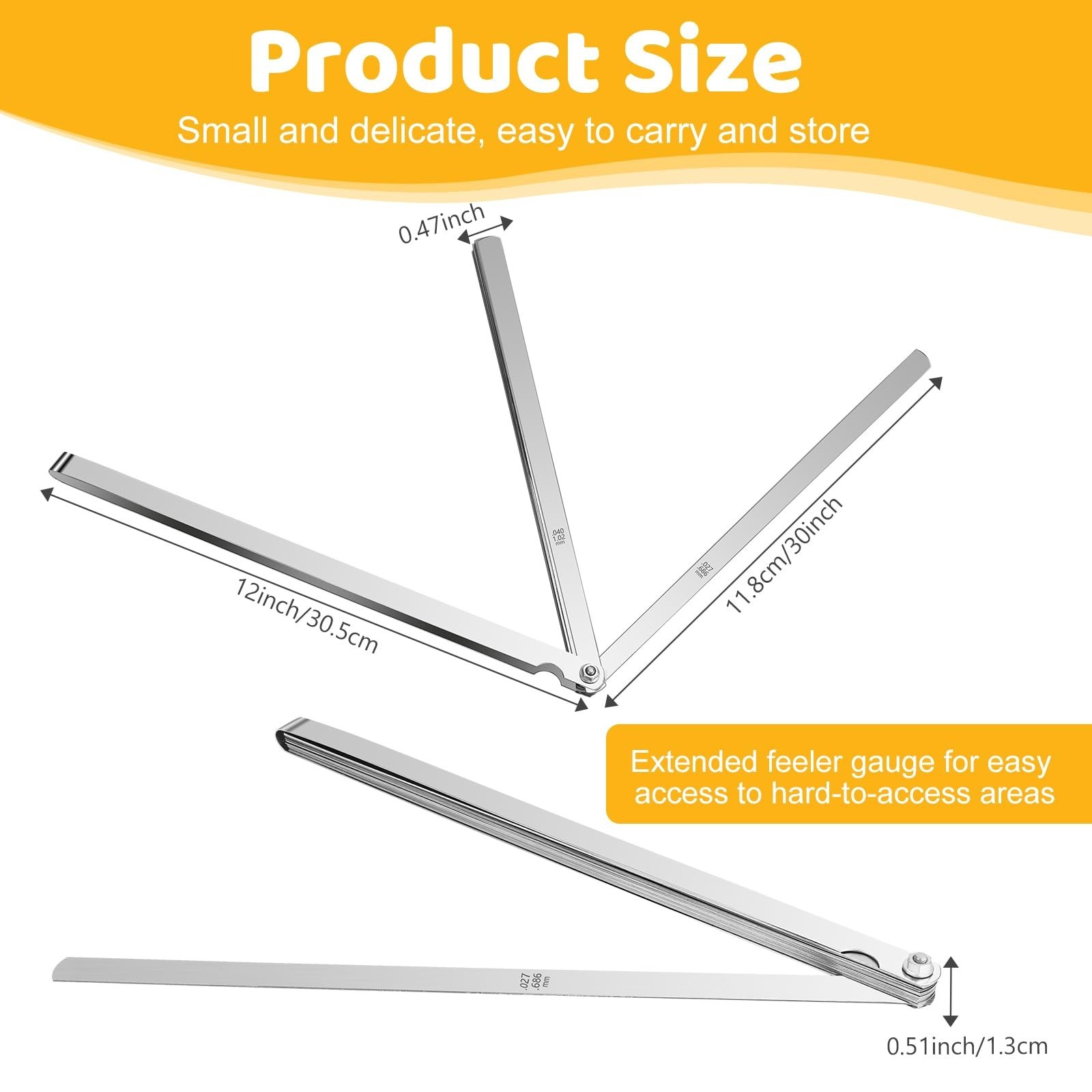 25 Blades Stainless Steel Feeler Gauge Tool – Metric & Imperial Gap Measurement,