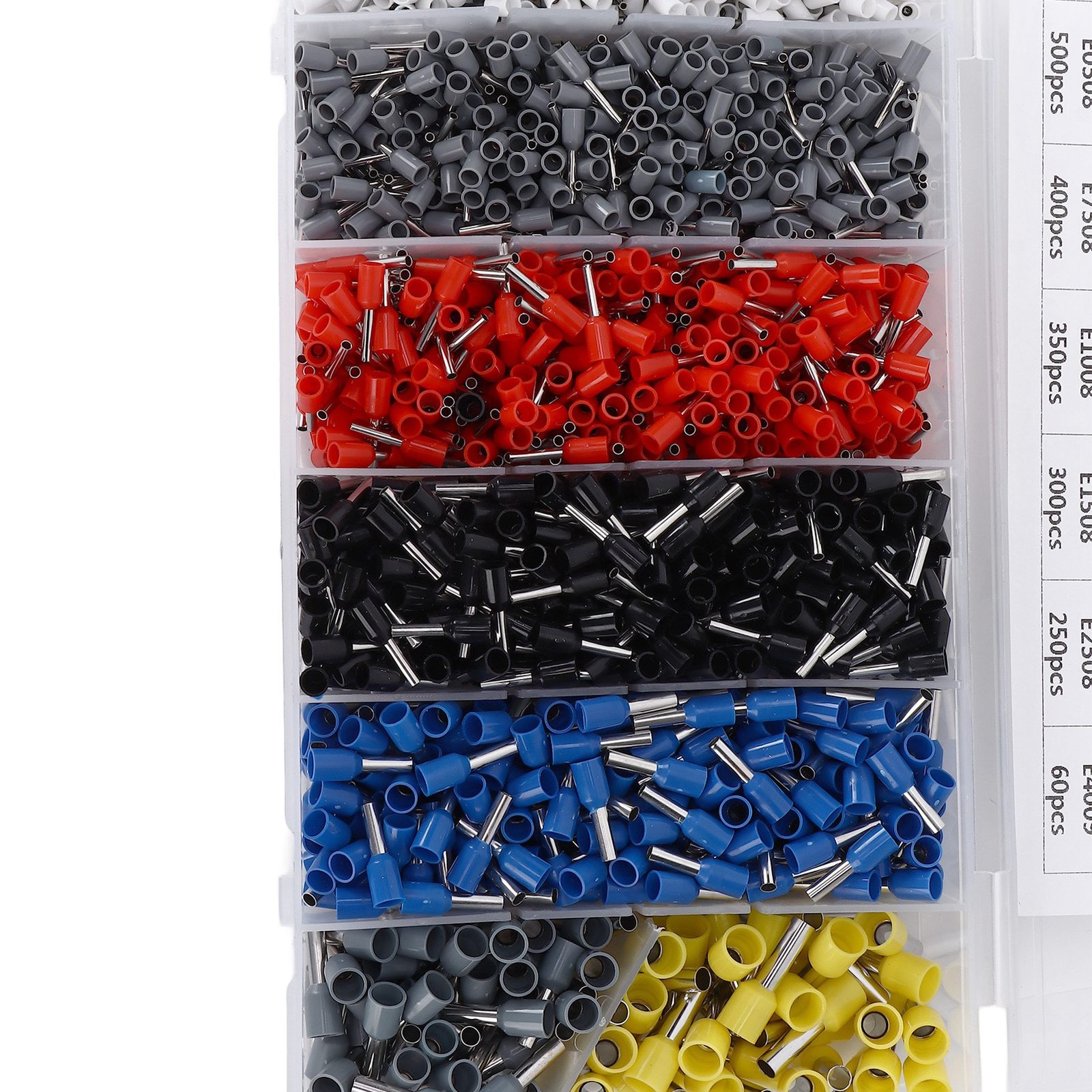 1900pcs Wire Ferrule Terminals Pin Type Copper Tin Plated 7 Sizes Insulated Cord