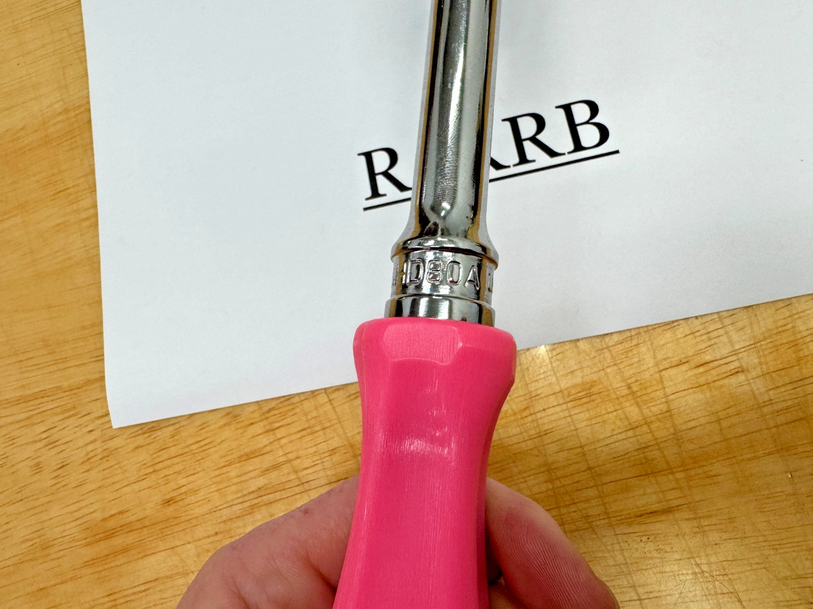 Snap-on Tools USA CLASSIC PINK 1/2″ Drive Hard Grip Ratchet SHD80AP RARE NOS