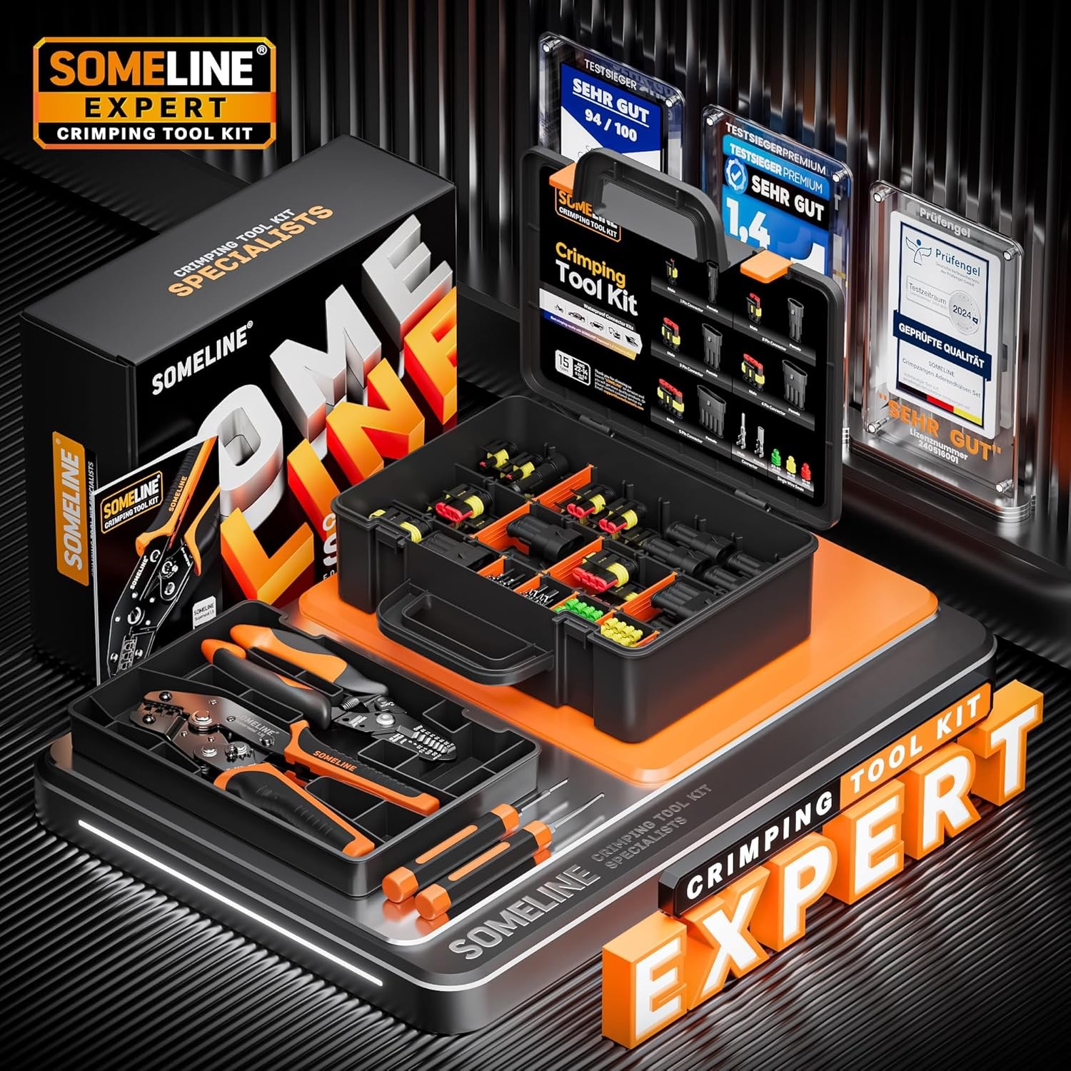 Crimping Tool Kit, Waterproof Automotive Electrical Black, Orange
