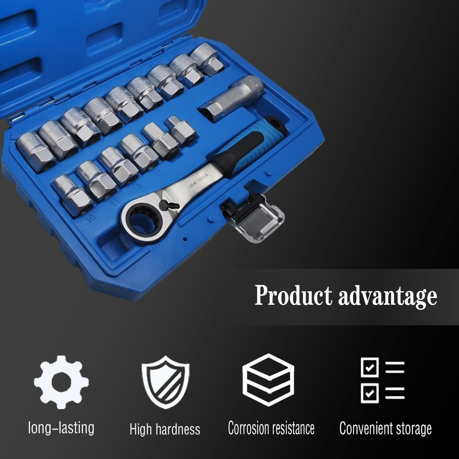 Pass Through Socket Set Go Thru Ratchet Wrench Tool for Hex Square E-Torx Spline
