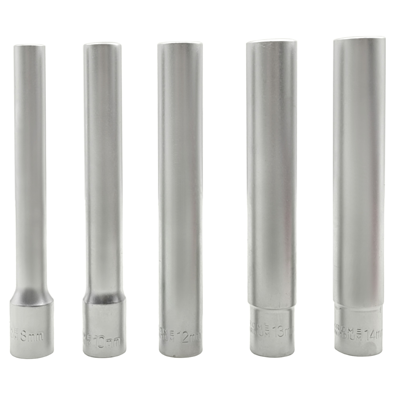 5PCS 3/8″ Extra Deep Metric Thin Wall Socket Kit For 12PT 8-10-12-13-14MM 120MM