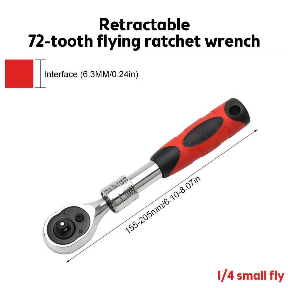 1/4″ 3/8» 1/2» Flex Head Socket Ratchet Wrench Extendable Ratchet Auto Repair