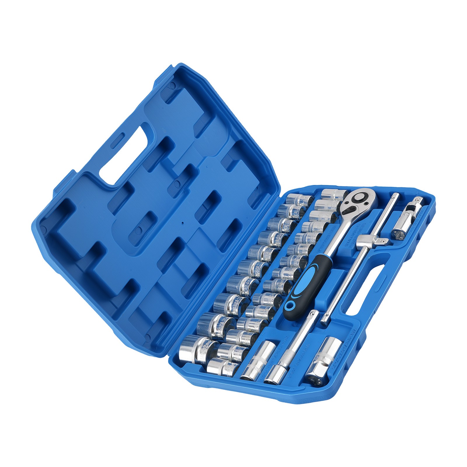 1/2″ Socket Set 32PCS 8-32mm Spark Plug 6-Point 12-Point Ratchet Handle Kit