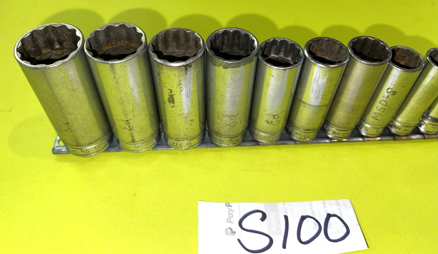 SNAP-ON TOOLS PIECE 3/8 DRIVE SAE. DEEP CHROME 12 POINT SOCKET SET