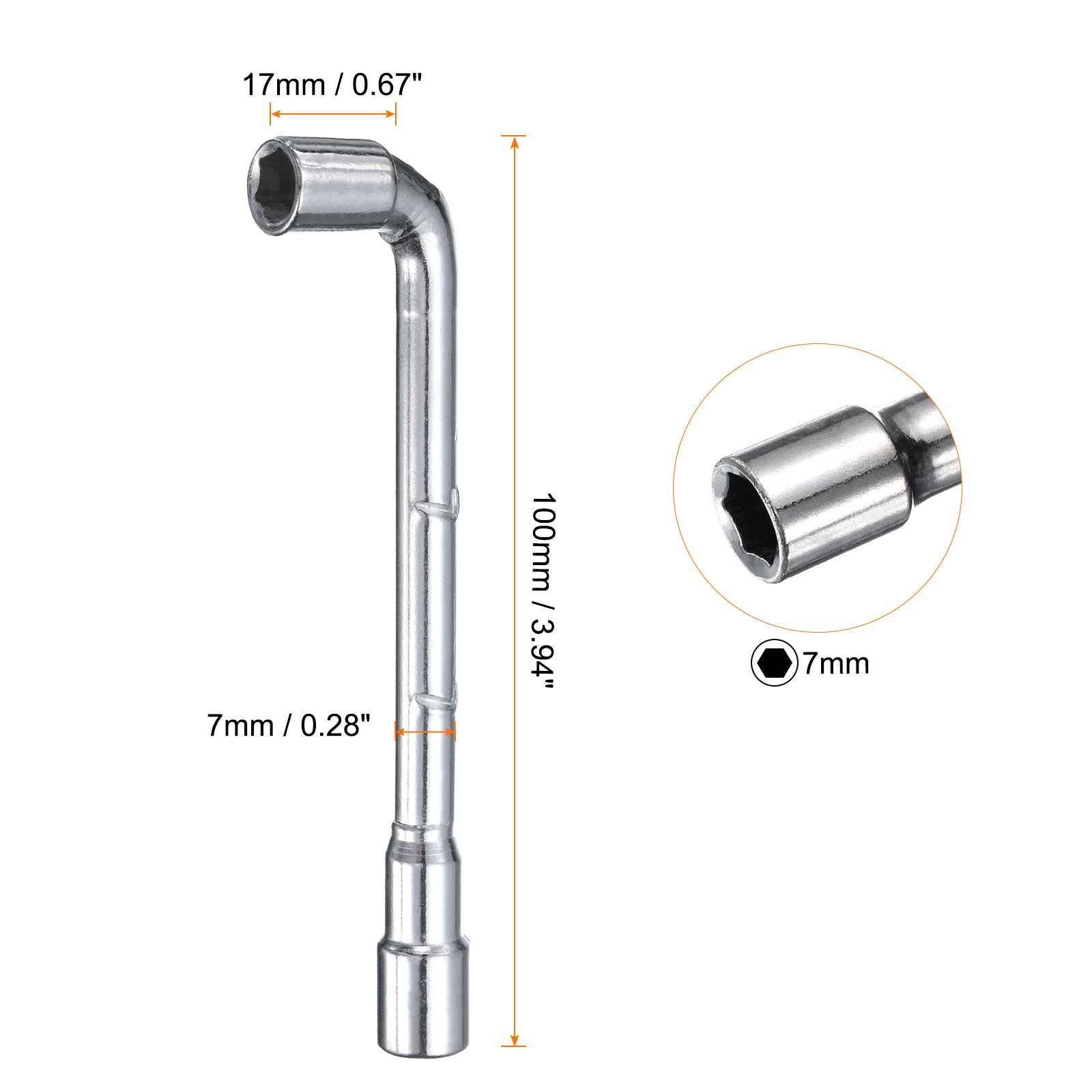 2Pcs, l Shaped Angled Hex Socket Wrench 7mm Double Ended Socket Spanner