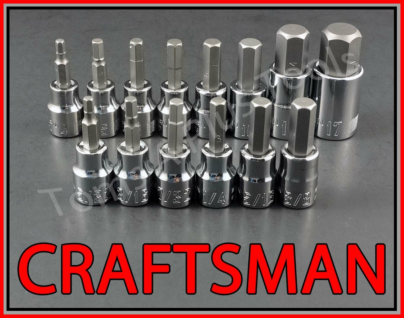 CRAFTSMAN 14pc 3/8 1/2 SAE METRIC Hex Allen key bit ratchet wrench socket set
