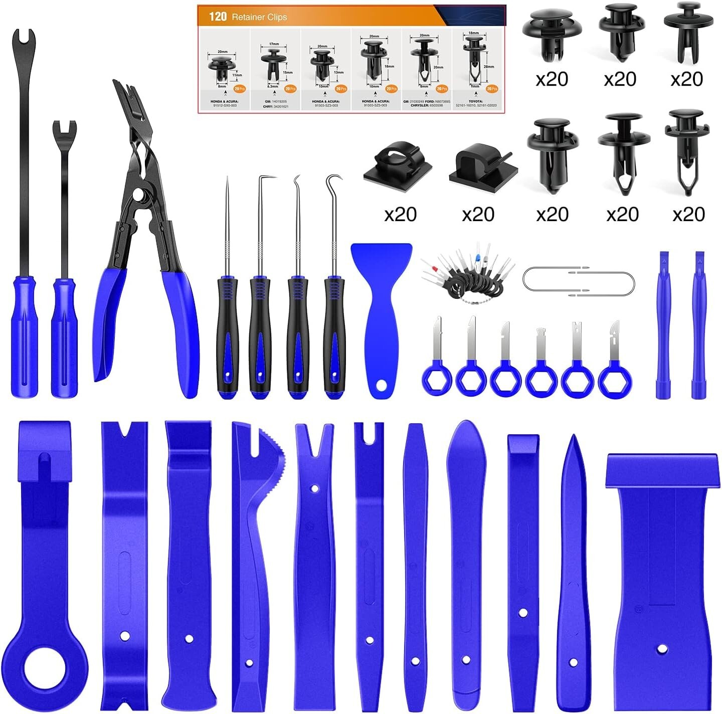 Multifunctional 200Pcs Trim Removal Tools with Sturdy Nylon Clips & Storage Bag