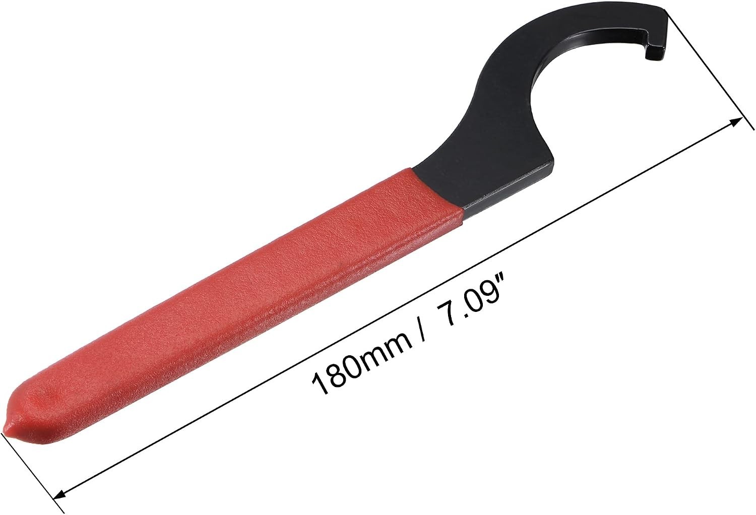 C Hook Spanner Wrench, 45-52mm Round Nut, 7.09 In, Red Handle, Black Oxidized