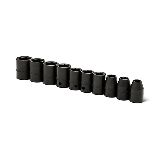 10PC JobSmart 6pt Shallow Metric 1/2″ Drive Impact Socket Set 11-17 19 21 22 24