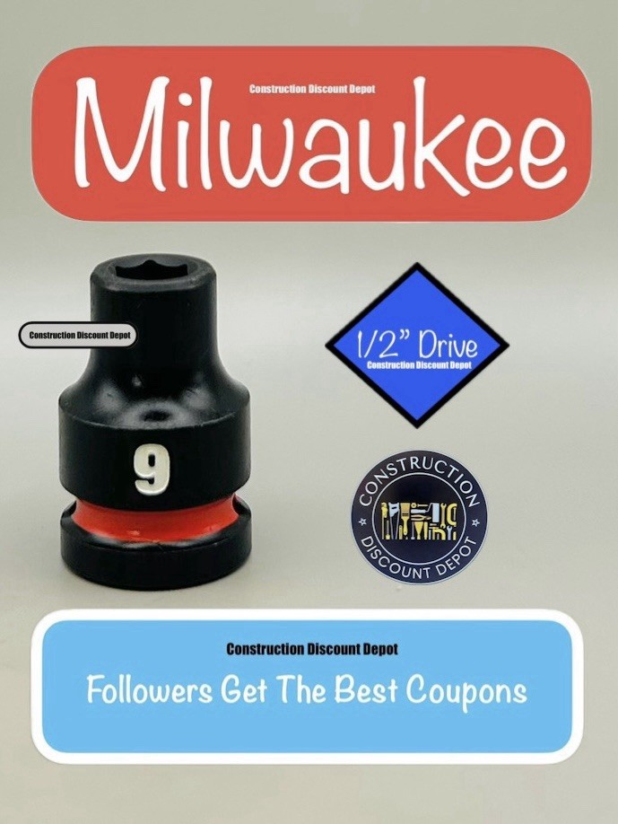 Milwaukee 49-66-6241 9MM Shockwave Impact Duty 1/2″ Drive Shallow Socket 9 mm